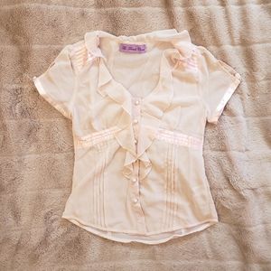 🎀 Baby Pink Sheer Pearl Top